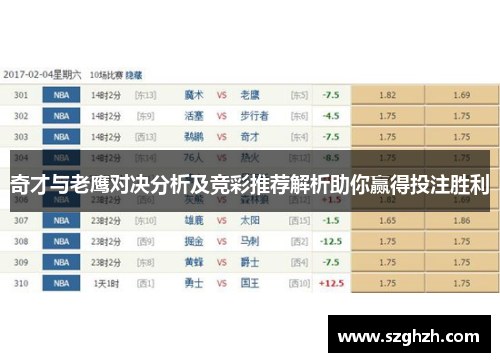 奇才与老鹰对决分析及竞彩推荐解析助你赢得投注胜利